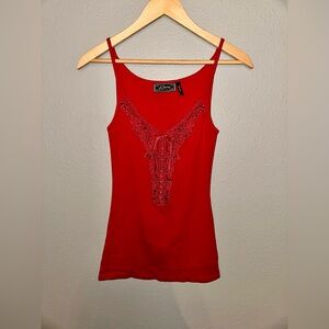 Guess Red Lace Embroidered Camisole Size S